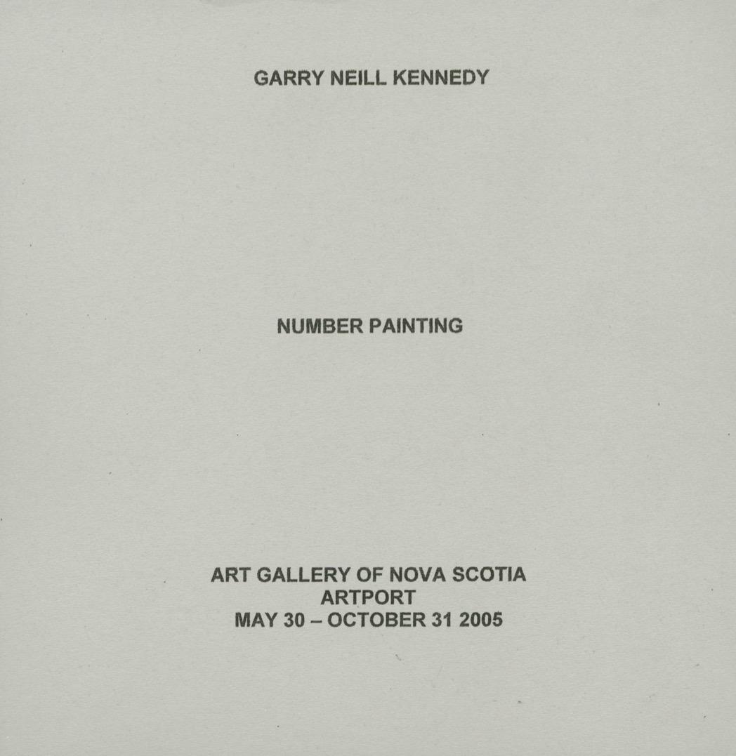 GARRY NEILL KENNEDY is written in black sans serif font at the top of a grey folder, NUMBER PAINTING is written in the middle and ART GALLERY OF NOVA SCOTIA ARTPORT MAY 30 - OCTOBER 31 2005 is written at the bottom. All the text is centre aligned. 